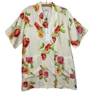 Acler Kirralee Banksia Floral Print Linen Mini Dress Cream US4 NEW